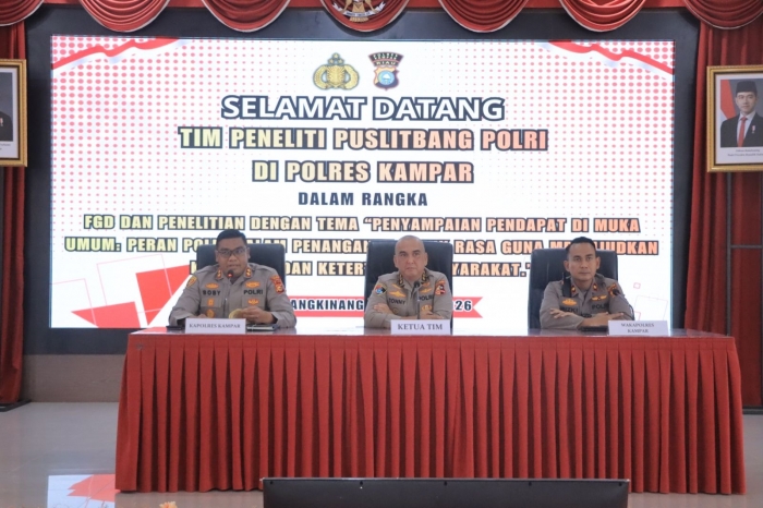 Polres Kampar Dukung Penelitian Puslitbang soal Penanganan Unjuk Rasa