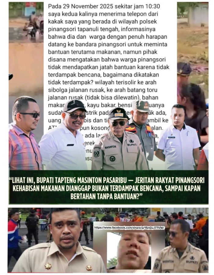 LIHAT INI,BUPATI TAPTENG MASINTON PASARIBU,JERITAN RAKYAT PINANGSORI KEHABISAN MAKANAN DIANGGAP BUKAN TERDAMPAK BENCANA