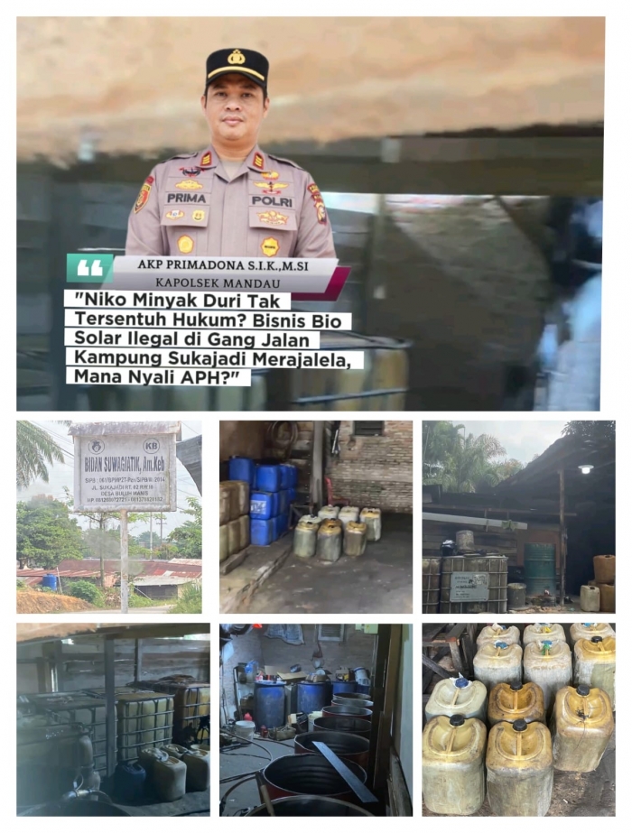 Niko Minyak Duri Tak Tersentuh Hukum? Bisnis Bio Solar Ilegal di Gang Jalan Kampung Sukajadi Merajalela, Mana Nyali APH?